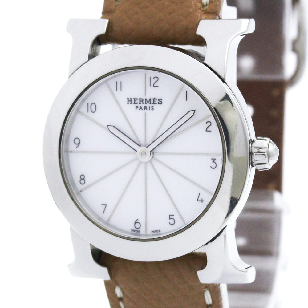 HERMES H Watch Rond Steel Quartz Ladies Watch HR1.210 Polished